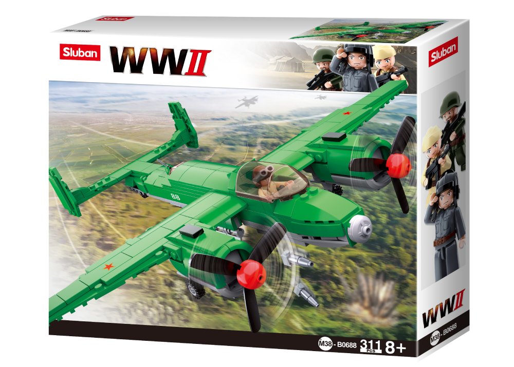 Sluban WW2 Tupolev TU-2 Bomber Airplane - 311 Pieces (M38-B0688)