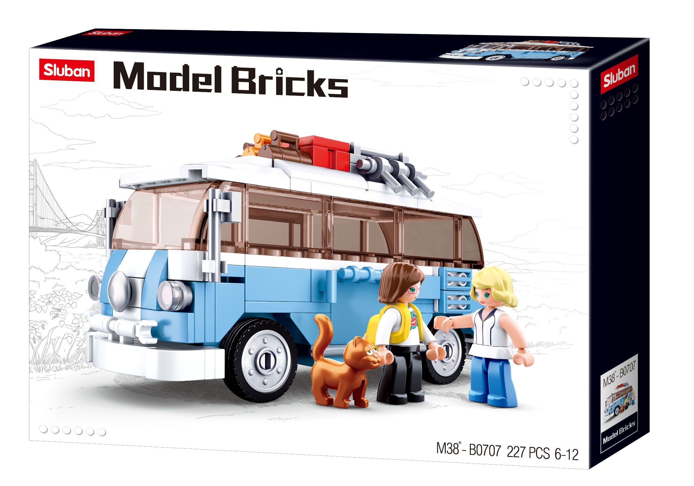 Sluban VW Mini Combi Van - Surfer Van Bus - 227 Pieces - ( ) (M38-B0707)